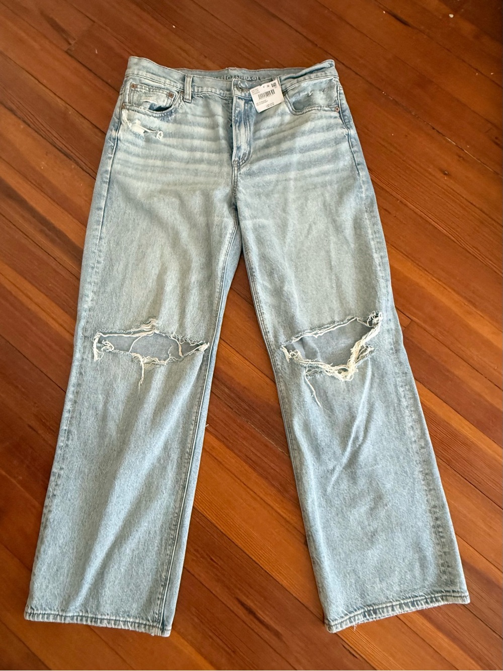 American Eagle Outfitters Light Blue Distressed Flare Jeans